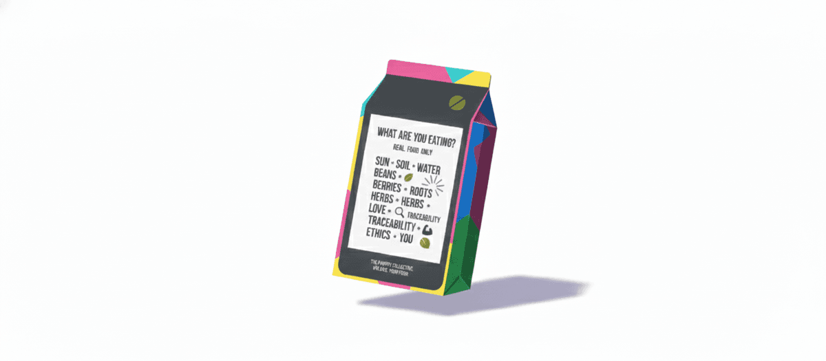 What Are You Eating? — Real Food Only. Sun · Soil · Water · Beans · Berries · Roots · Herbs · Love · Traceability · Ethics · You